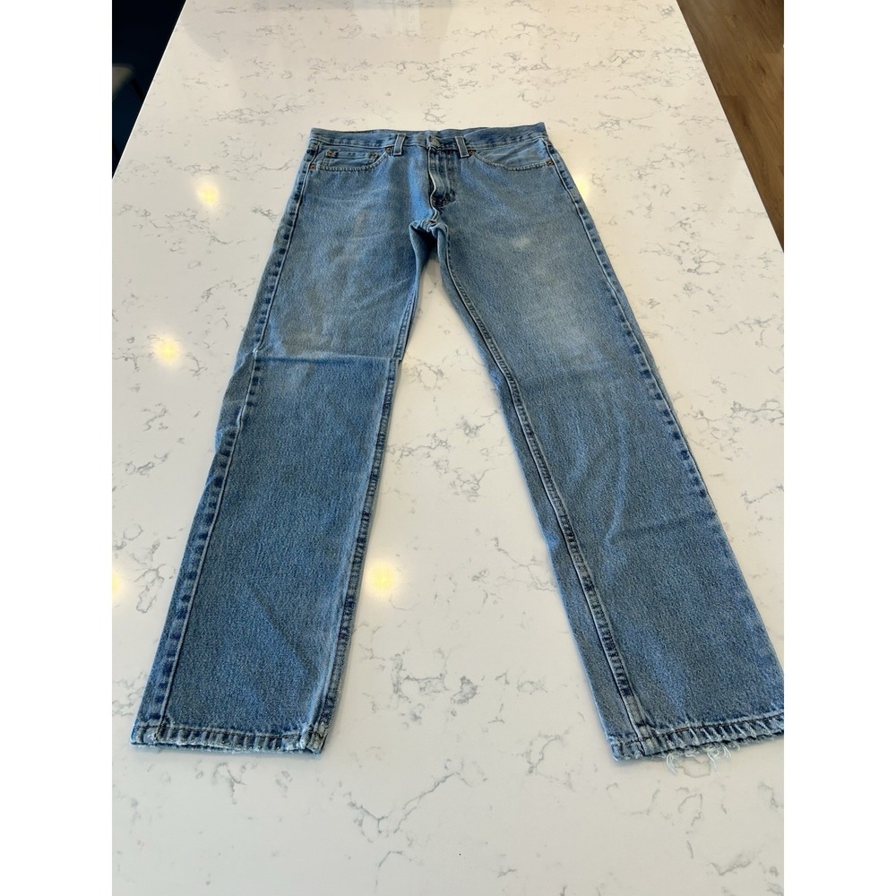 Levi's 505 Mens Jeans 32x32 Regular Fit Straight Leg Medium Wash Blue Denim